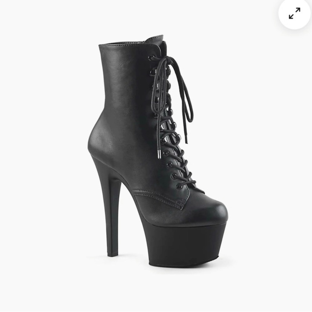 Pleaser Aspire Black High Heel Lace-Up Ankle Boots Size 9